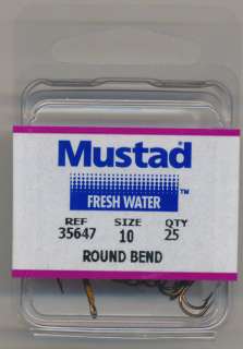 Mustad Size #10 35647 Round Bend Treble Hooks   25 Pack  