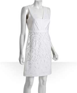 Elie Tahari white stretch cotton poplin and lace skirt Sawyer dress