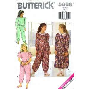  Butterick 5666 Sewing Pattern Girls Dress Baggy Jumpsuit 