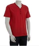 French Connection racer red cotton henley t shirt style# 316602702