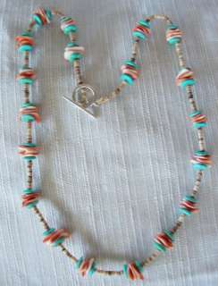 NATIVE AMERICAN TURQUOISE & OYSTER SHELL NECKLACE  