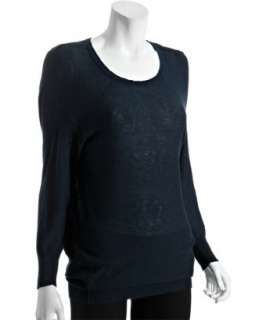 Magaschoni navy cotton blend tunic sweater  