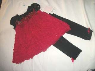 NWT NEW GIRLS BONNIE BABY Ruffle Holiday OUTFIT SET 3/6M 6/9M 18M 