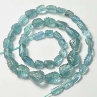 Nigerian Aquamarine Carved nugget Bead 16.5 Strand  