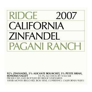  2007 Ridge Zinfandel, Pagani Ranch 750ml Grocery 