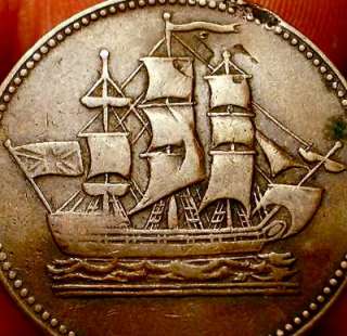 OLD CANADIAN COINS 1800s SAILING SHIP HALFPENNY CANADA  