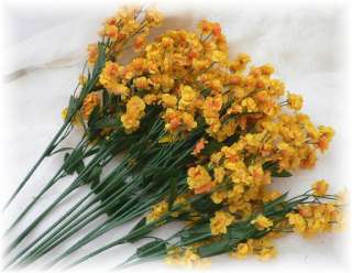 12 YELLOW ORANGE Silk Babys Breath Wedding Flowers  