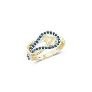   Blue Diamond Heart Love Knot Ring in 14K Two Tone Gold 3.0 Jewelry