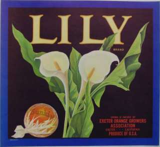 Lily Vintage Orange Crate Label Exeter, CA flower  
