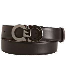 Salvatore Ferragamo black leather reversible double gancini belt