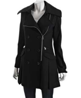 Via Spiga black wool blend side zip Angela coat   