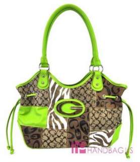 Signature Inspired G Zebra Patchwork Purse Bag Green  