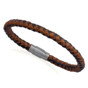   Leather Bracelet w/ Steel Magnetic Twist Lock Closure, 6mm Wide