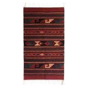  Zapotec wool rug, Crimson Sun (2x3.5)