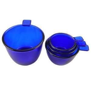    Set of 4 Cobalt Blue Glass Measuring Cups