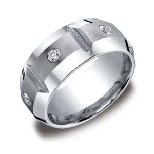 Mens Cobalt 10mm Comfort Fit Diamond Wedding Ring Band Satin Finish 