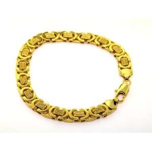   inch mens new 24K Gold Plated 10mm Byzantine bracelet s Jewelry