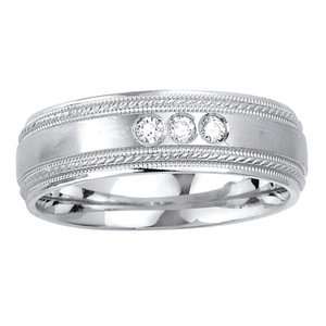 GOLDMAN Mens 14k White Gold Eternity Diamond Cross Wedding Ring (6.00 