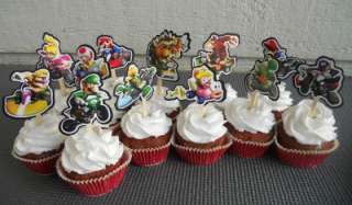 Mario Kart Cupcake Cake Toppers Birthday Party decor  