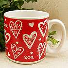 Valentine ~ Red White Hearts Scribble Design ~ Coffee M