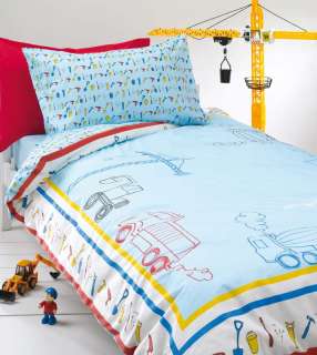 Boys Builder Bedding Lorry Wagon Crane Duvet or Curtain  