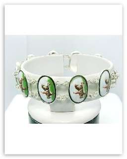 Sterling Silver Horse / Rider Porcelain Top Bracelet  