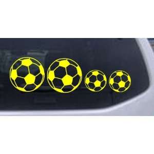 8in X 2.5in Yellow    Soccer Ball Stick Family Stick Family Car Window 