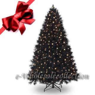 PRE LIT CLEAR ARTIFICIAL X MAS TREE in FULL BLACK  