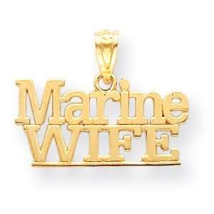 Marine Wife 3/8in Pendant   14k Yellow Gold Jewelry