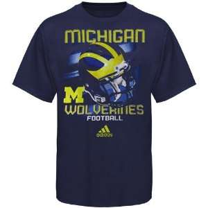   Michigan Wolverines Navy Blue Tech Helmet T shirt