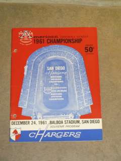 AFL CHAMPIONSHIP Program   1961   CHARGERS OILERS  