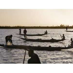  Niger Inland Delta, at Dusk, Bozo Fishermen Fish with Nets 