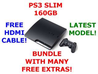 SONY 160GB PLAYSTATION 3 PS3 SLIM Game System Console BUNDLE +FREE 