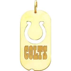  14K Gold NFL Indianapolis Colts Logo Dog Tag Charm Sports 