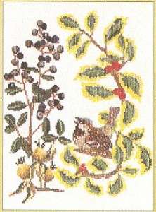 Thea Gouverneur Holly Berry Bird Cross Stitch Kit 911  