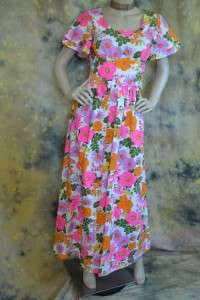 vtg 60s 70s amazing HOT FLORALS long DIY pattern MAXIDRESS sz S  