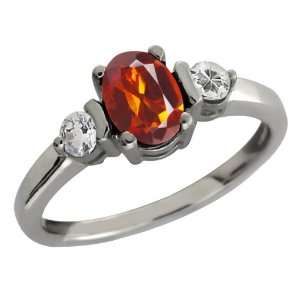  Orange Red Madeira Citrine and Topaz Sterling Silver Ring Jewelry