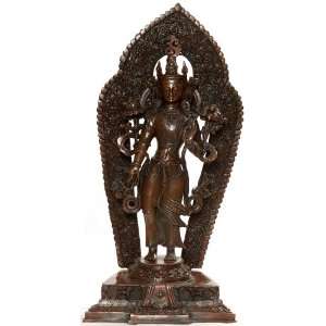   Avalokiteshvara with Floral Aureole   Copper Sculpture