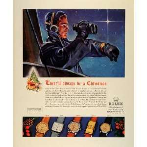  1942 Ad Rolex Oyster Perpetual Watch World War II Night 