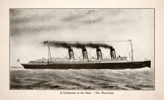 1920 Print RMS Mauretania Ship Ocean Liner Leonard Peskett British 