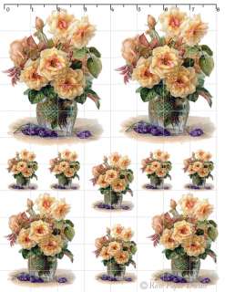 De Ro 37 Vintage Shabby Lush Yellow Rose Vase Chic Lg 10 Decals