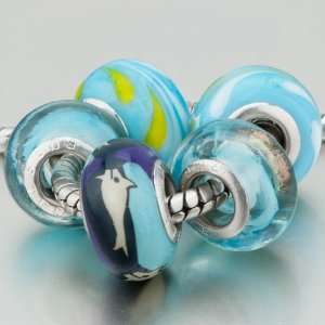    5 Aqua Blue Dolphins Pandora Beads Bracelets Pugster Jewelry