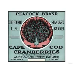     Peacock Brand Cranberry Label Giclee Poster Print