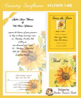 Delux Country Sunflower Wedding Invitation Kit on CD  