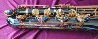 AAA Prof Baritone Saxophone Black Nickel Eb Sax Low A~High F# Gold 