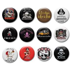 Set of Funny Pirate Pinback Buttons/Pins/Badges 