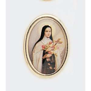  Gold Plated Religious Lapel Pin   Saint Theresa Jewelry