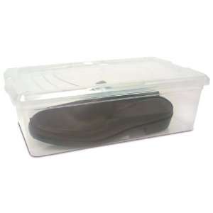   101461 Case of 18 Plastic Shoe Boxes   5.4 Quart Clear