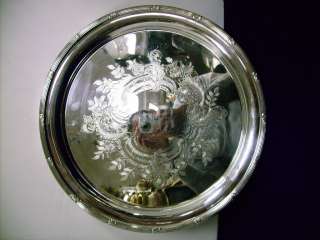   gorgeous Primrose,Very ornate,Round silver plate serving tray.  