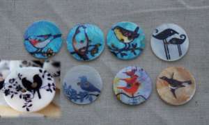 Natural Shell Zakka Sewing Buttons   Bird Colletion  